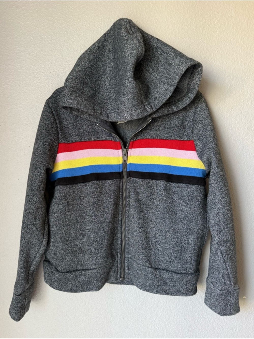 Evy’s Tree Gray Rainbow Fleece Zip Up Hoodie Kids Size Small